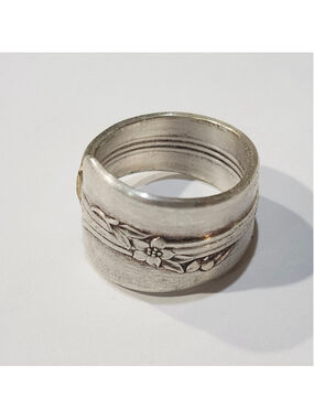 Floral Ring size 9½ silverwear spoon ring